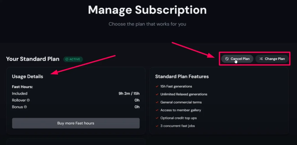 Manage MidJourney Subscription