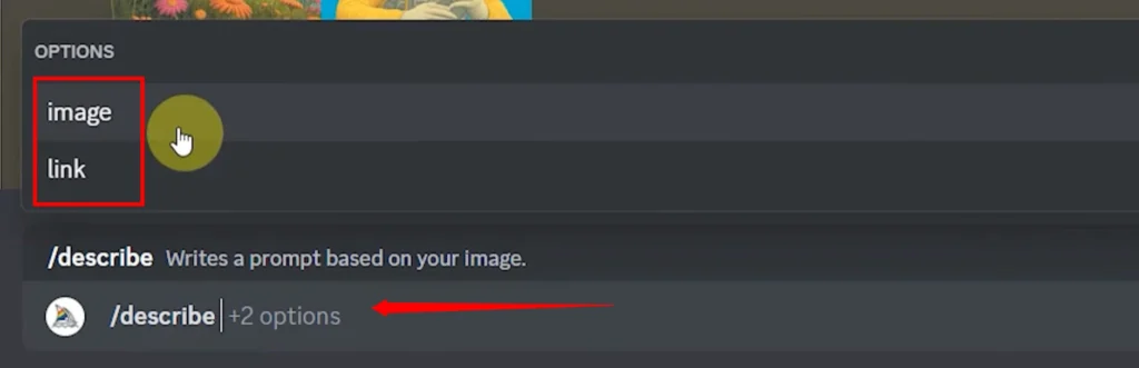 MidJourney Describe discord