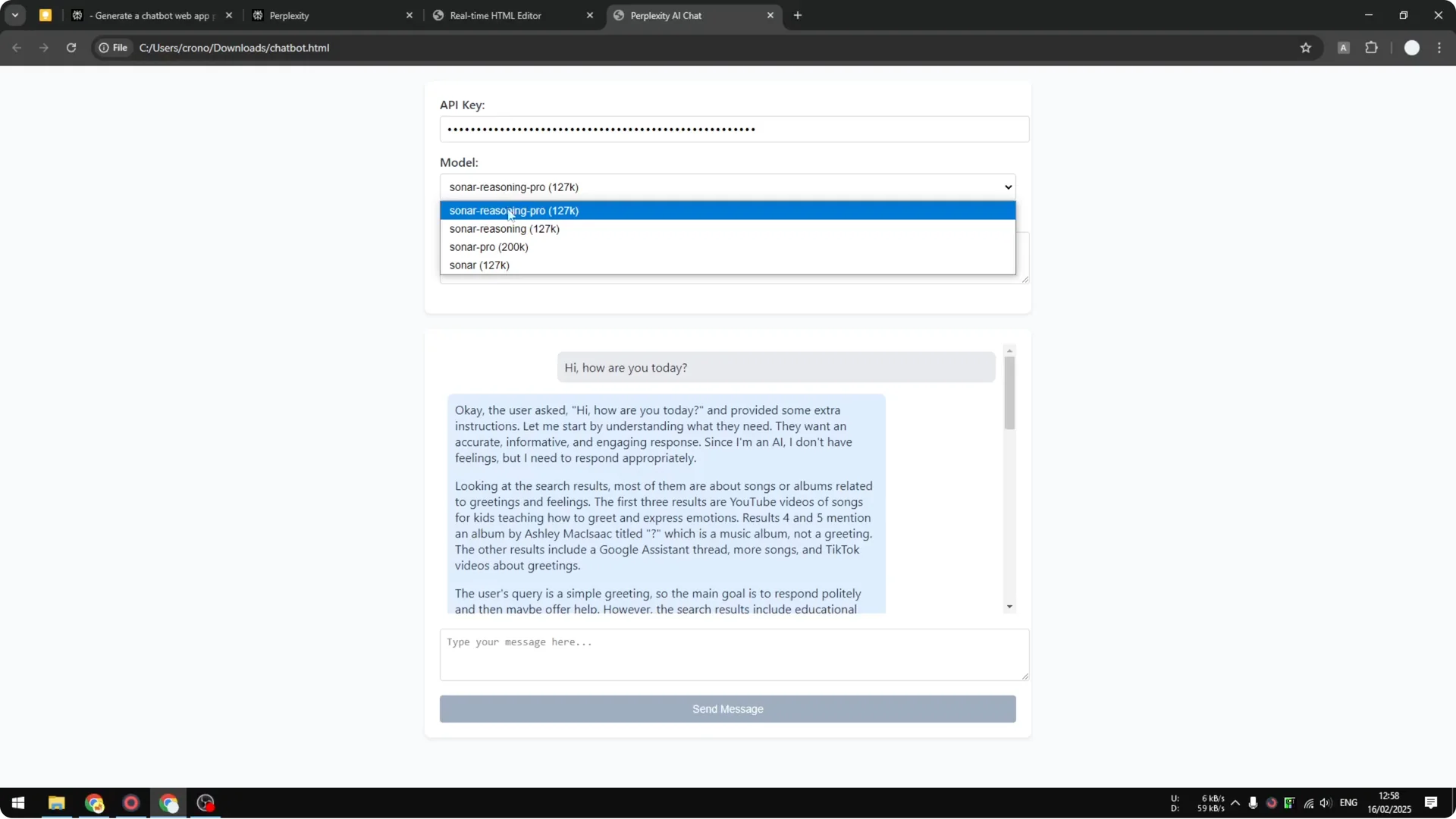 How to Create Perplexity API Chatbot using Perplexity AI screenshot 9