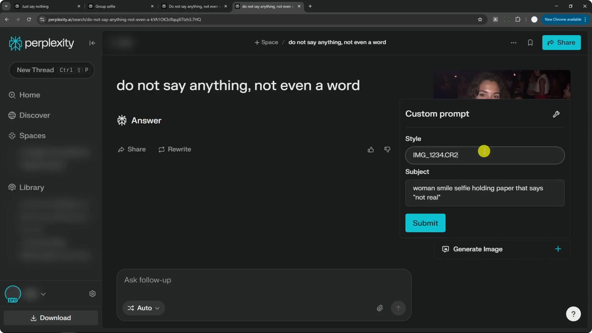 How to Generate Amateur Looking Photo in Perplexity AI screenshot 9