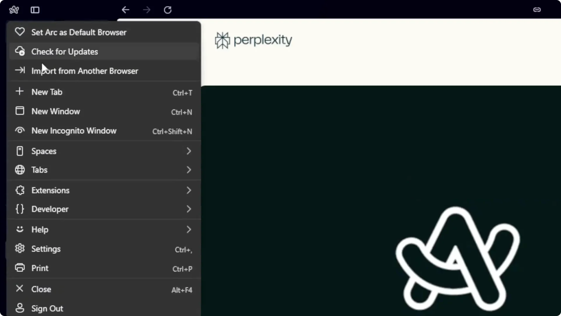 How to Use Perplexity AI Search Engine in the Arc Browser screenshot 1