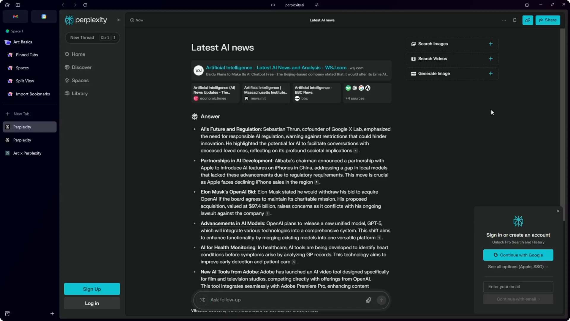How to Use Perplexity AI Search Engine in the Arc Browser screenshot 9