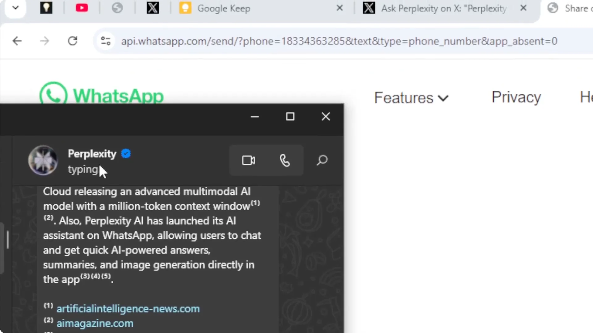 How to Chat with Perplexity AI in WhatsApp screenshot 7